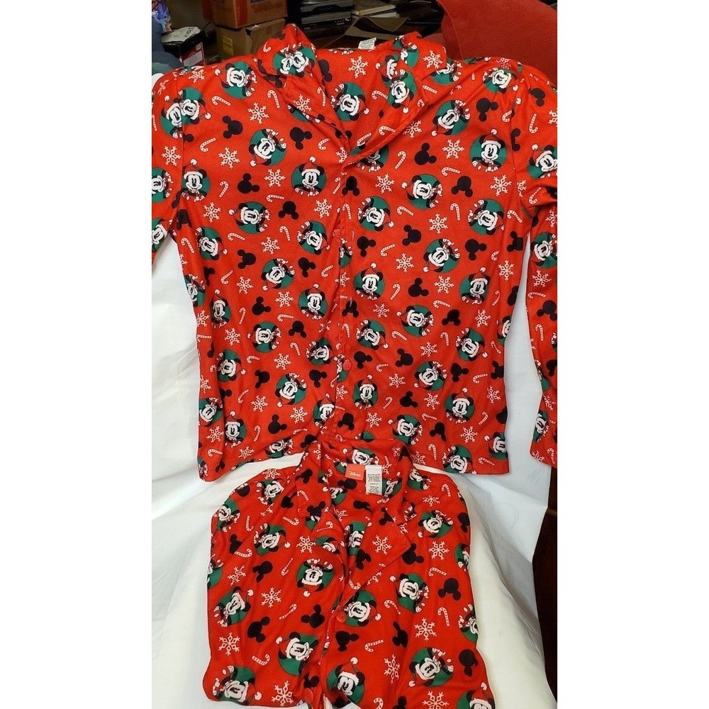Lot of 2 Disney Mickey Mouse Christmas Adult Pajamas Shirts